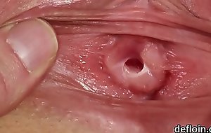 Sweet cutie gapes nourishment pussy and gets devirginized