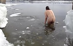 Swim close by a long abyss dildo (45 cm in ass) in ICE WATER!! #3