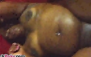 Chubby black GF squirts together with gets twat nailed