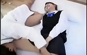 Japanese Schoolgirl On the verge of Legal cum on their way tits