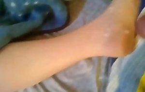 Cumming on sleeping girlfriend's porn foot