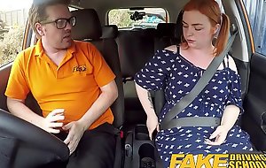 Fake Driving School Licentious redhead fucks in car