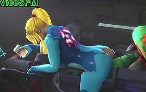 Samus coupled with her metroid babe in arms