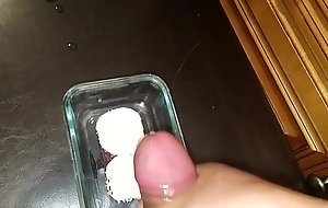 Blasting my Cum cream on my sweet dessert.