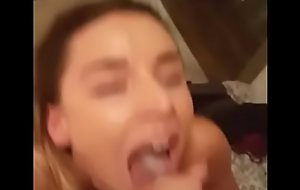 He cums in her mouth and fucks her some more