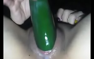 Masturbation with cucumber