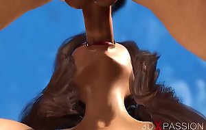 3dxpassion.com. Hot horny brunette has passionate sex on the beach