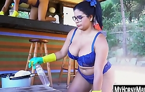 Phat ass Latina maids getting their love tunnels violated in nature