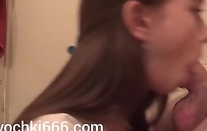 Girl gives a deep blowjob in the bathroom, found here: devochki666.com