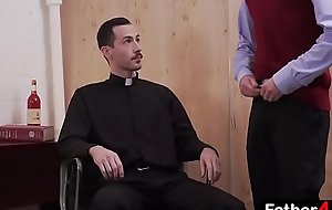 Pervert priest fucks boy from catholic school raw on his desk and uncouth boy moans orgasmically