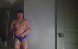 Bastian Kross in Speedos, oiled up and jerking off!