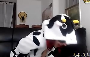 cow girl milking jugs