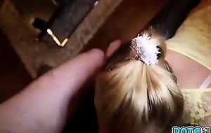 Hungarian blonde babe skilfully sucking cock on first meeting relative to new friend found
