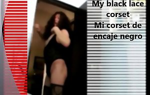 My black lace corset - Mi corset de encaje black dude
